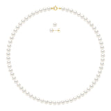 Set Being Composed of : Necklace of Real Cultured Freshwater Pearls Semi Round 6-7 mm with Spring Ring Clasp Ergonomic - Natural Pearl White - Longueur 18 cm