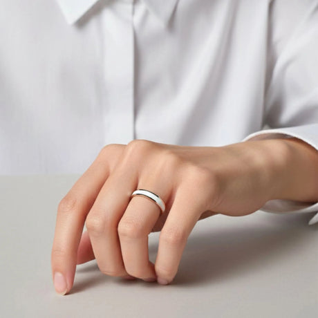 Bullion Gold Ceres Timeless Ring White Enamel Ring in Rose Gold