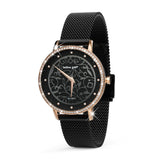 Bullion Gold Bullion Gold Elite Watch Embellished with Rhinestone - Rose Gold and Black
