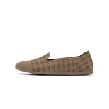 Houndstooth Knit Slip-On Flat Loafers - Mocha