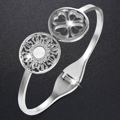 Bullion Gold Artistic Floral Hinged Bangle