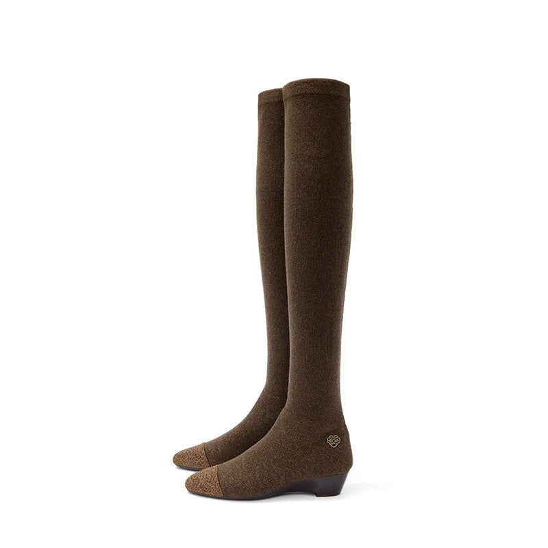 Stretch Over the Knee Boots - Coffee
