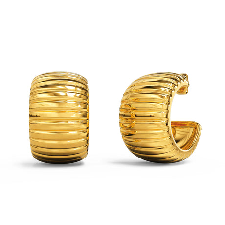 Bullion Gold Ridged Hoop Gold layered Stud Earrings