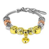 Krystal Couture Tri Tone Heart-Shaped Beaded Bracelet Embellished with SWAROVSKI Crystals