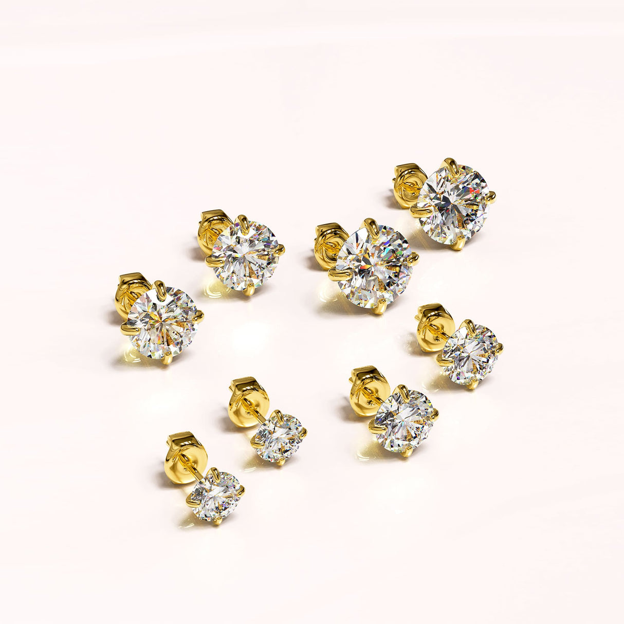 Solid 925 Signature Silver Mary Anne Crystal Stud Earrings In Gold