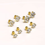 Solid 925 Signature Silver Mary Anne Crystal Stud Earrings In Gold