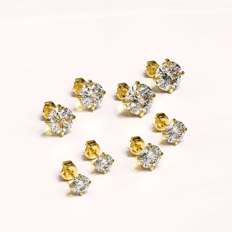 Solid 925 Signature Silver Mary Anne Crystal Stud Earrings In Gold