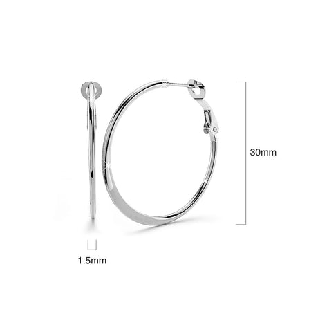 Bullion Gold Semi Flattened Hoop Earrings 30mm