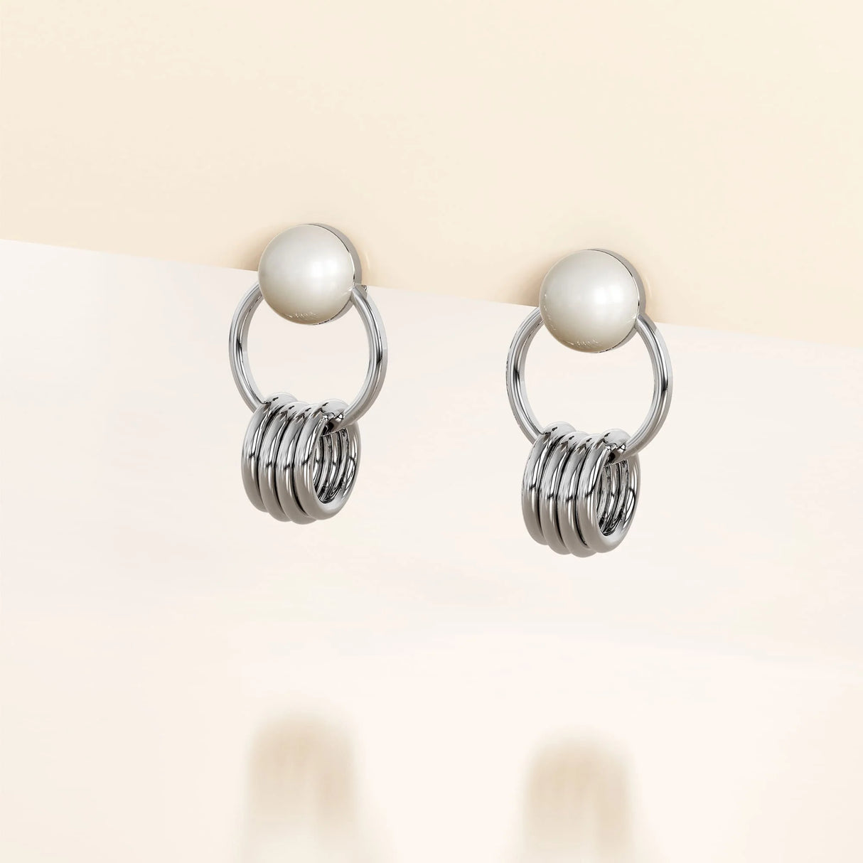 Bullion Gold Helena Pearl & Charm Ring White Gold Drop Earrings