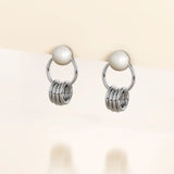 Bullion Gold Helena Pearl & Charm Ring White Gold Drop Earrings