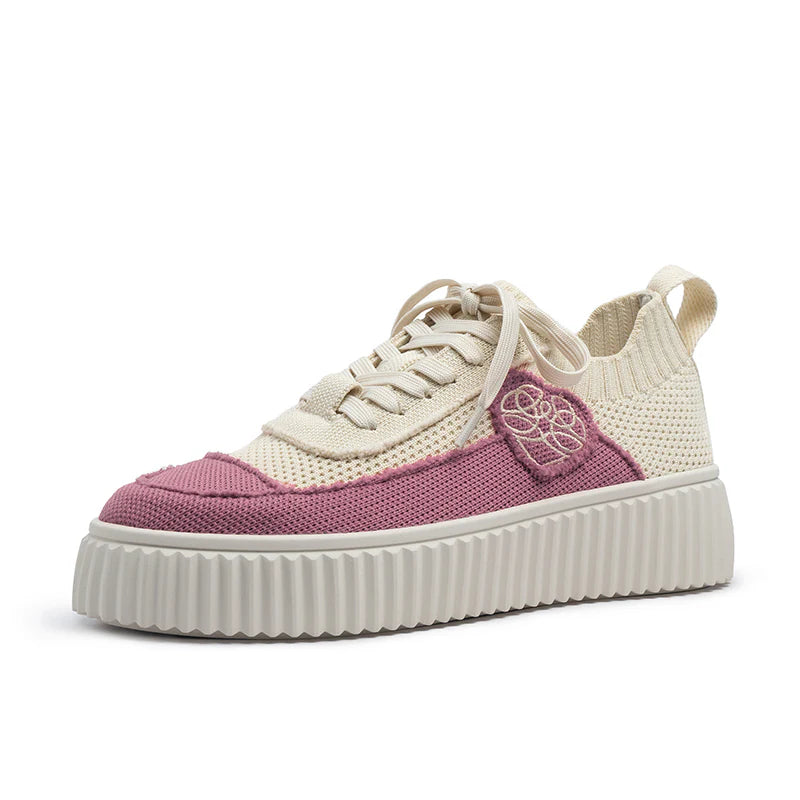 Chunky Platform Knit Sneakers - Pink