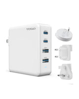 TODO 100W GaN USB C Travel Charger Adaptor Universal Charging Station 4 Port 5A World Adapter