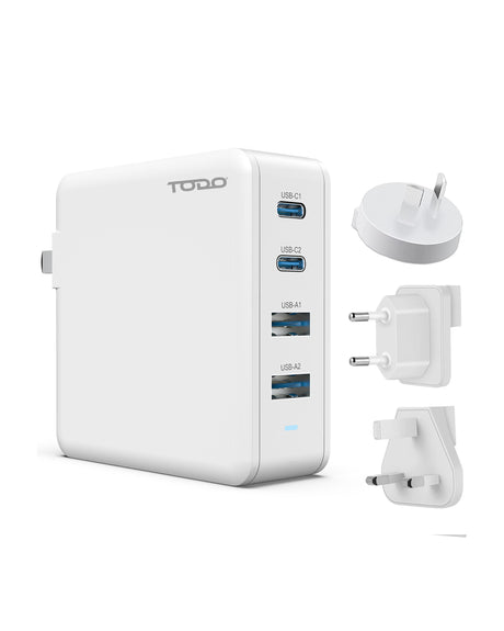 TODO 100W GaN USB C Travel Charger Adaptor Universal Charging Station 4 Port 5A World Adapter