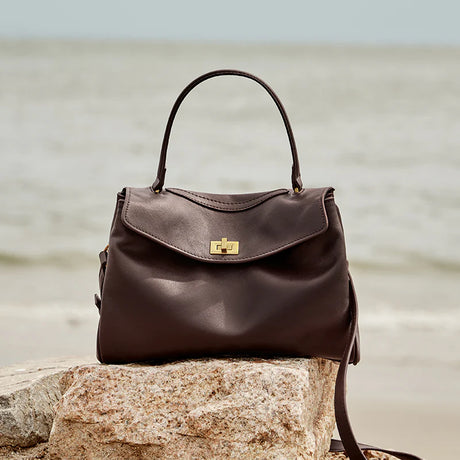 Nalandu Cloud Leather Satchel Bag - Chocolate