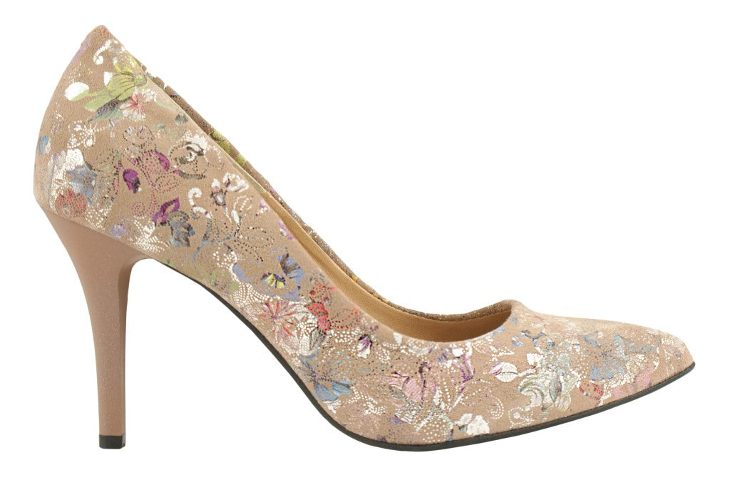 Bosccolo Womens High Heels - Flowers On Beige