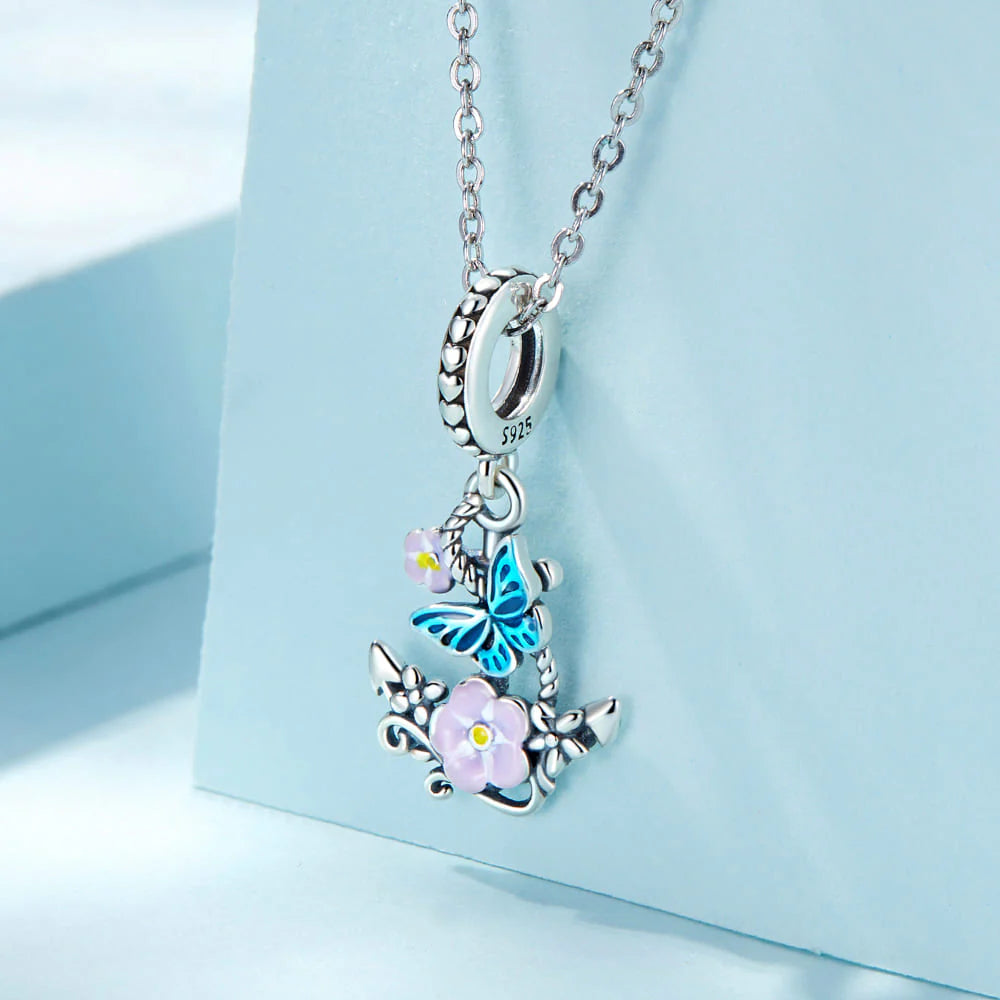 Solid 925 Signature Silver Blooming Admiral Anchor Charm