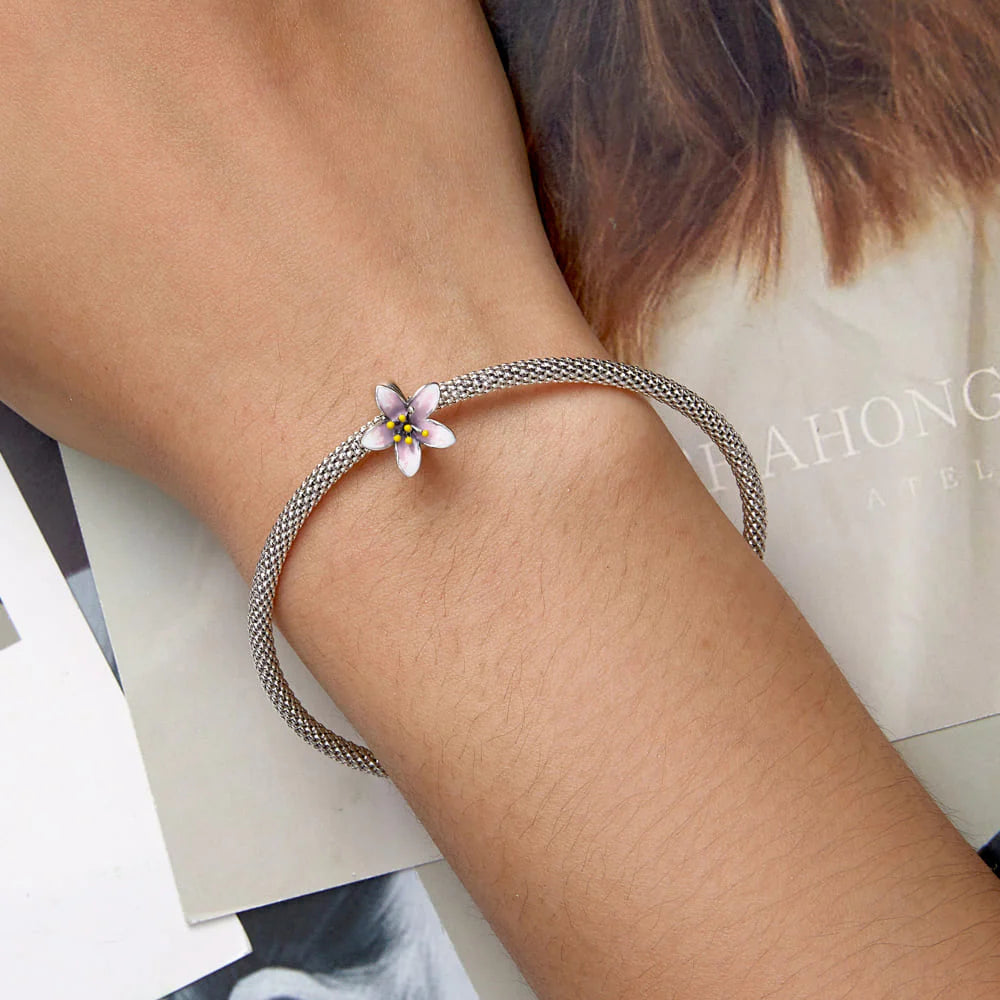 Solid 925 Signature Silver Gift Of Sakura Charm