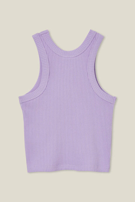 Cotton On Kids Girls Fitted Essential Tank - Lilac Drop Rib