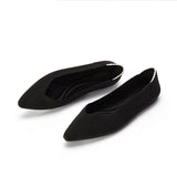 Comfortable Woven Pointed Toe Work Flats - Black