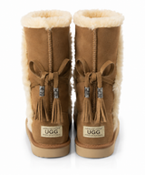 Australian Leather Ugg Short Boho Tassel Tie Sheep Skin - Chestnut - AU6