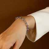 Bullion Gold Roxanne Oval Link Paperclip Chain White Gold Bracelet