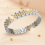 Boxed Oyster Bangle and Ring Set in Duo Tone