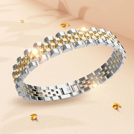 Boxed Oyster Bangle and Ring Set in Duo Tone