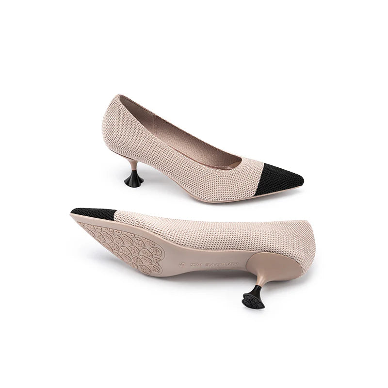Corporate Color Block Kitten Heels - Taupe