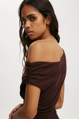 Cotton On Women's Sandy Asymmetric Mini Dress - Dark Oak