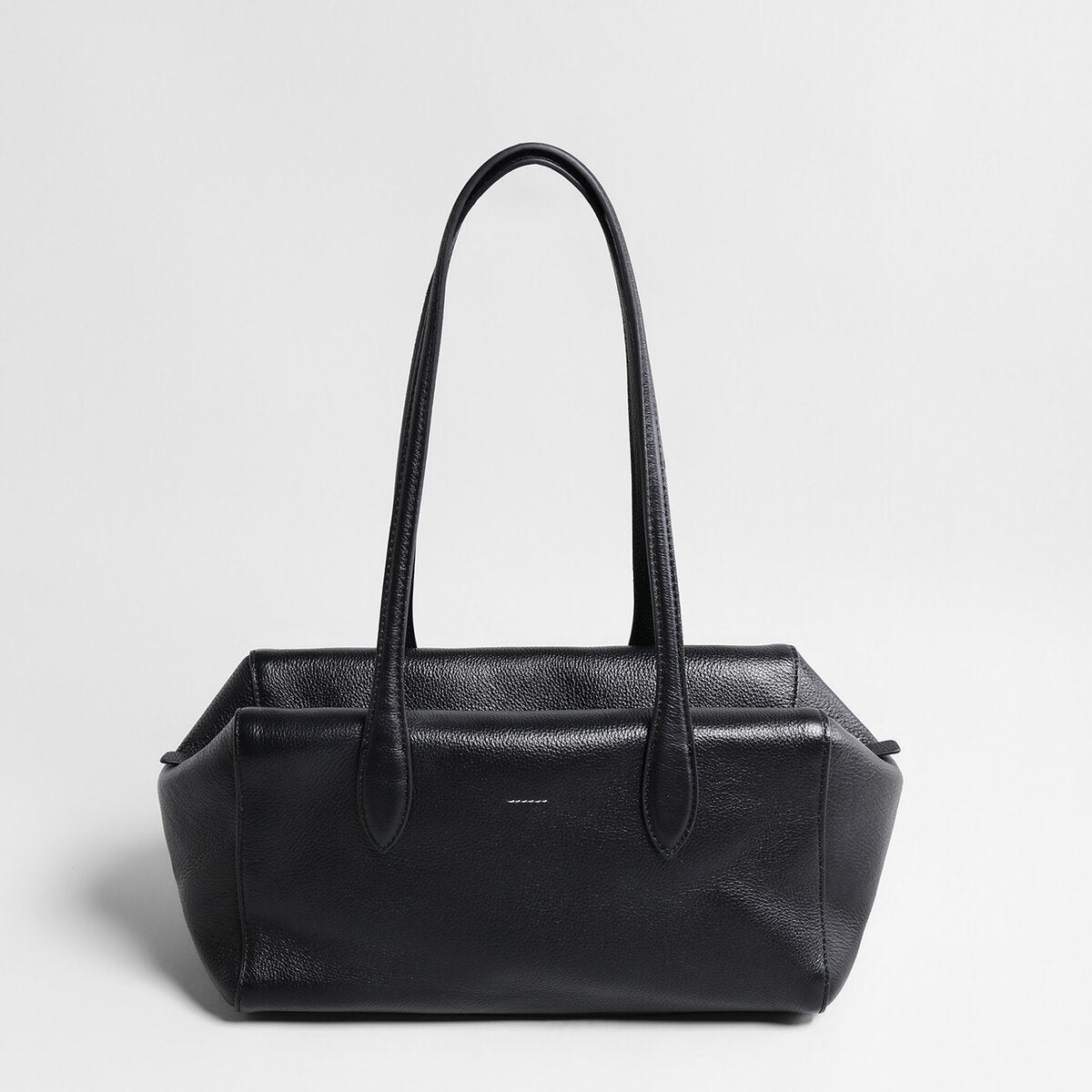 Soft Leather Boston Shoulder Bag - Black