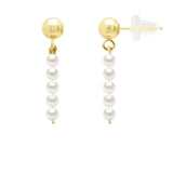 Earrings 5 Pearl Freshwater Pearl White Yellow Gold