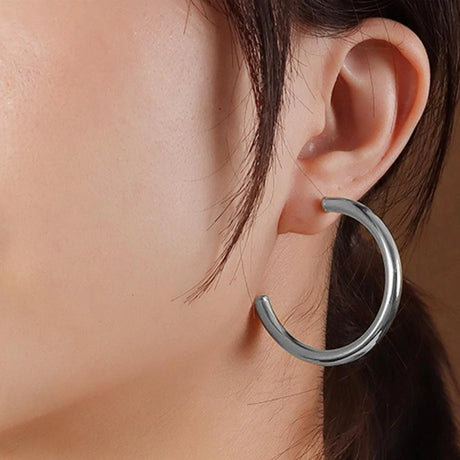 Bullion Gold Erica White Gold Hoop Earrings 20mm