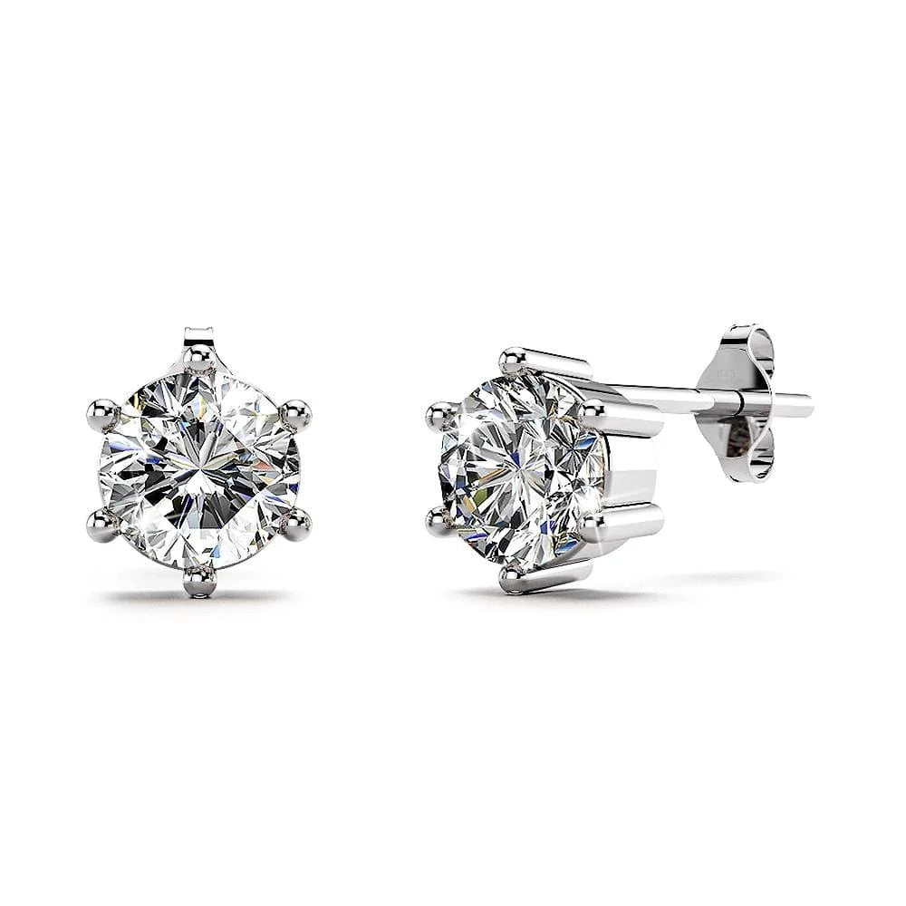 Solid 925 Sterling Silver Frozen Round Cut Stud Earrings