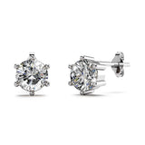 Solid 925 Sterling Silver Frozen Round Cut Stud Earrings