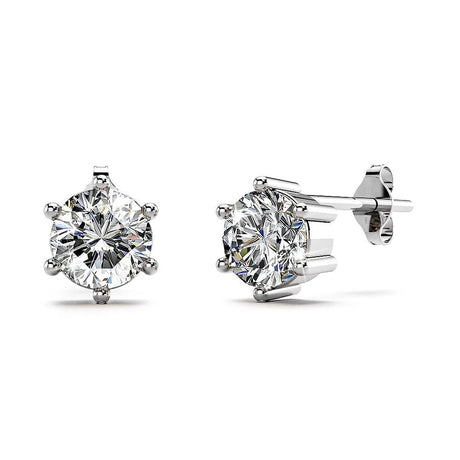 Solid 925 Sterling Silver Frozen Round Cut Stud Earrings