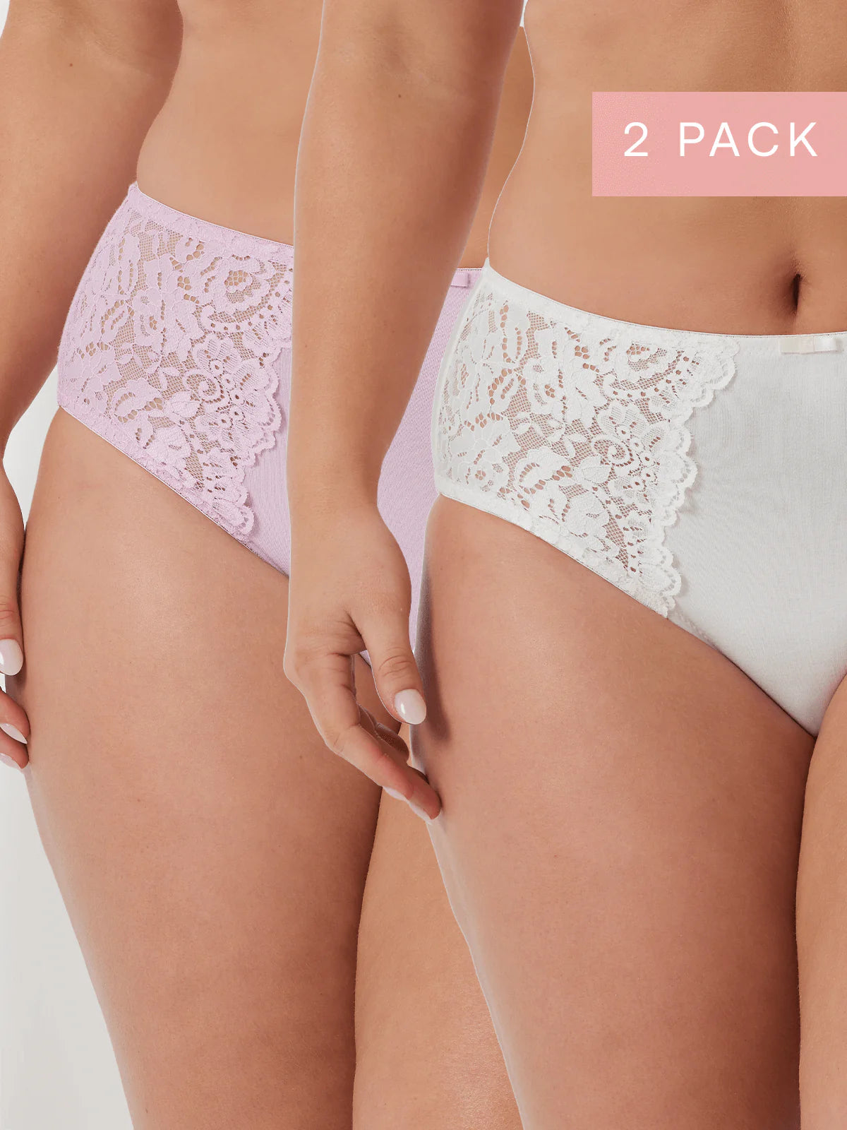 2 Pack Daily Essentials Stretch Lace & Cotton Full Brief (219)