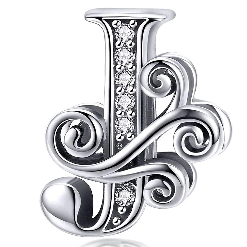 Solid 925 Sterling Silver Vintage Inspired Antique Alphabet Charm
