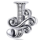 Solid 925 Sterling Silver Vintage Inspired Antique Alphabet Charm