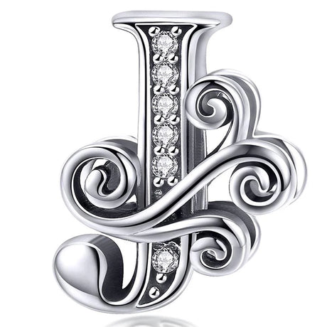 Solid 925 Sterling Silver Vintage Inspired Antique Alphabet Charm