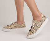 Bosccolo Womens Sneakers - Beige/Gold