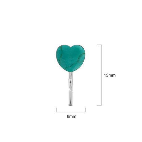 Solid 925 Sterling Silver Turquoise Blue Resin Heart Hook Earrings
