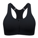 Power On Soft Padded High Impact Zip Front Sports Bra - Black