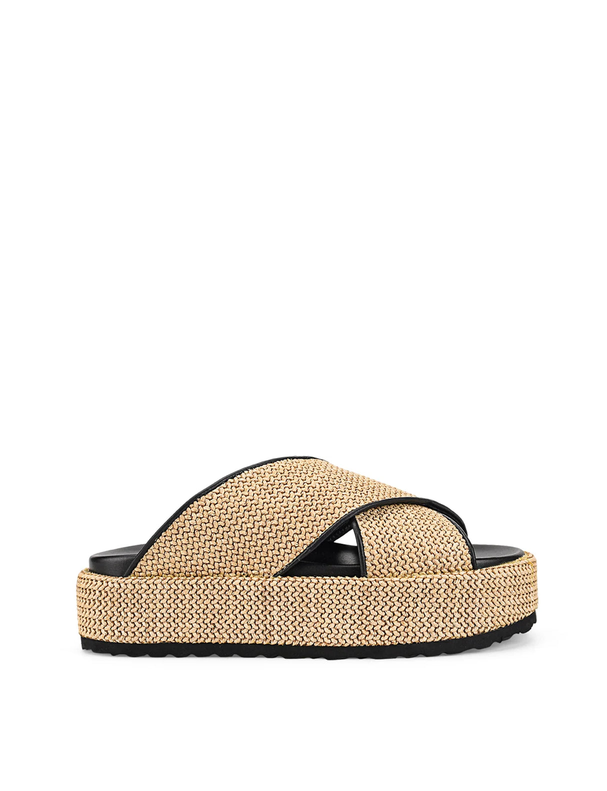 Siren Flatform Sandals - Natural Weave & Black