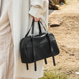Nalandu Vintage Leather Bowling Bag - Black