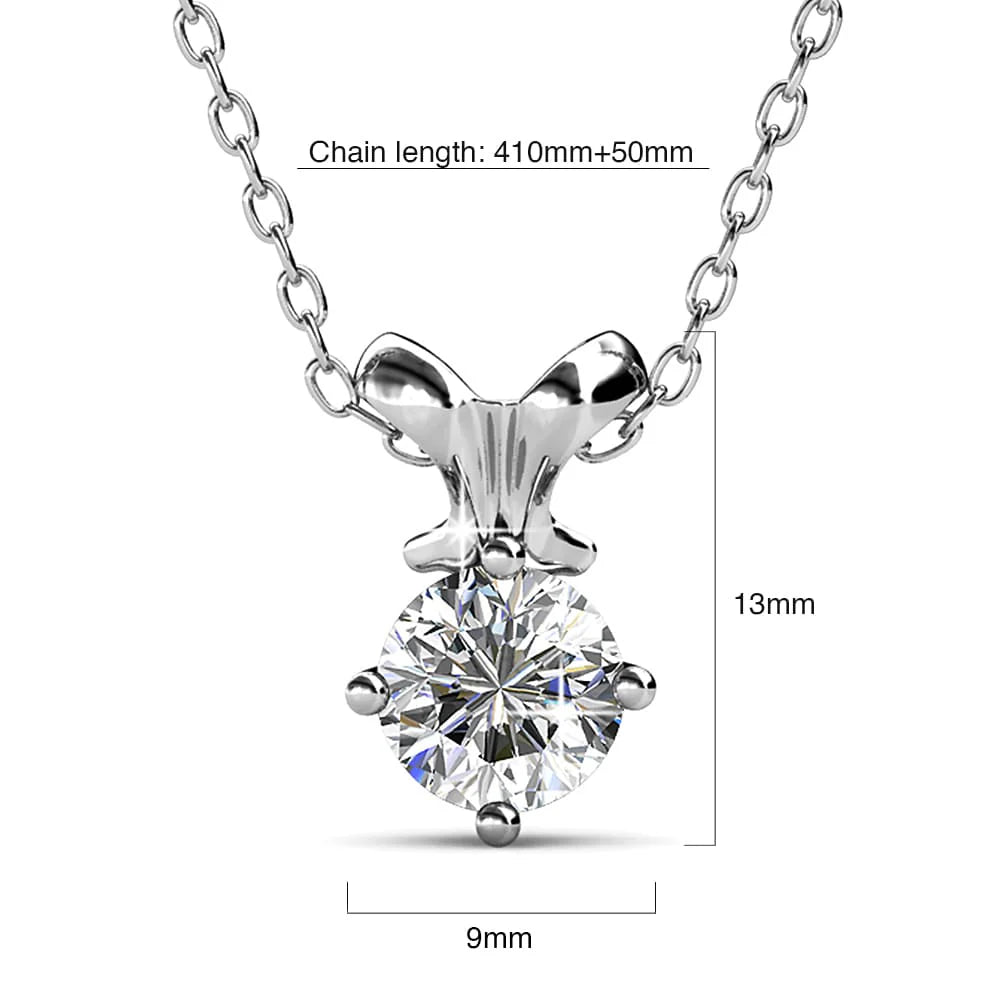 Krystal Couture White Gold Organic Shaped Single Stone Necklace Embellished with SWAROVSKI Crystals