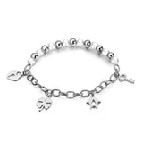 Bullion Gold Polished Charm Bracelet In White Gold