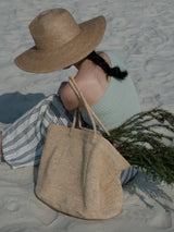 Hand-Woven Natural Straw Beach Tote - Natural