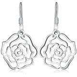 Solid 925 Sterling Silver Highly Polished Rose French Hook Earrings
