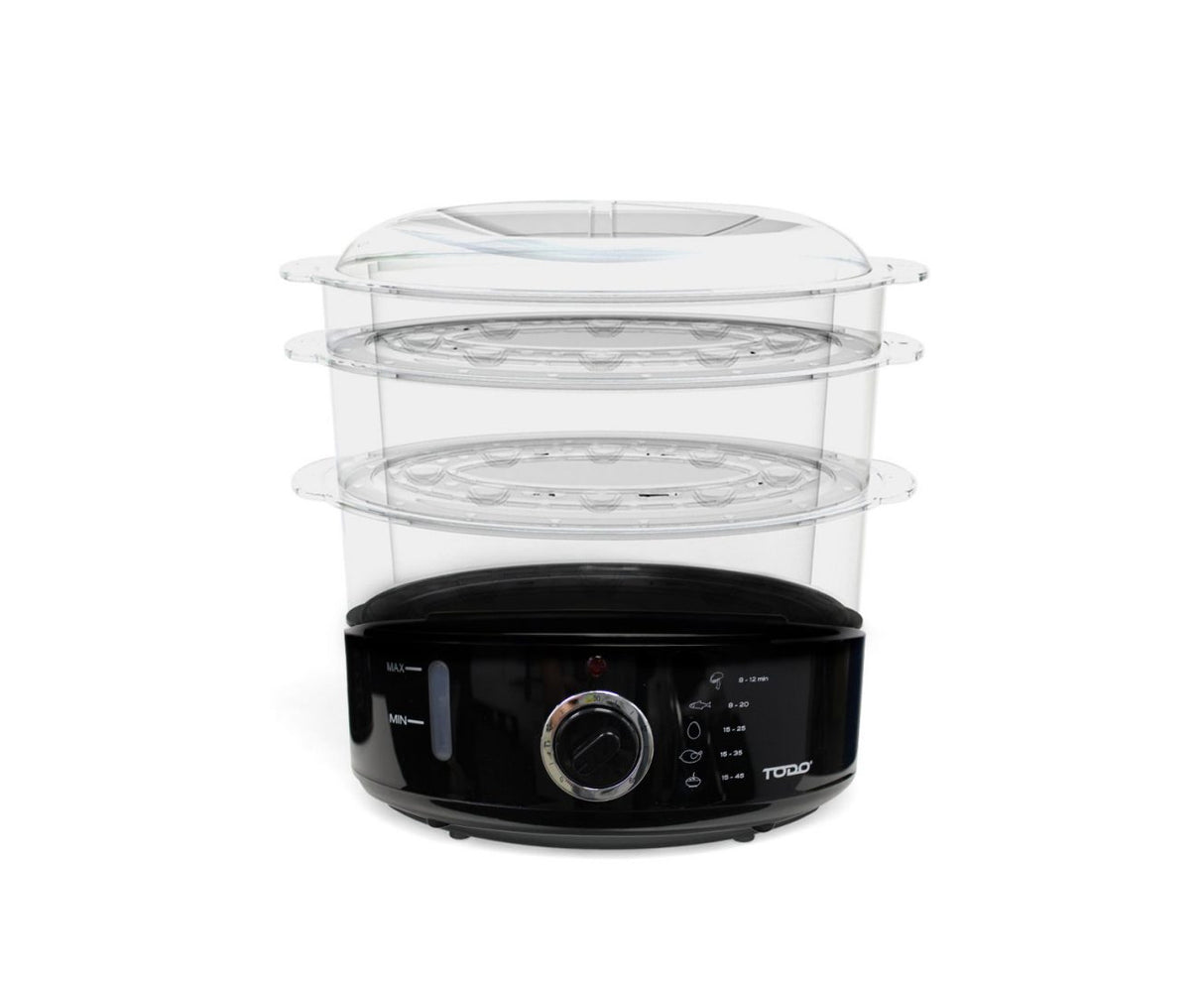 TODO 9L Steam Cooker Steamer 3 Tray 800W Power Dial Timer Healthy Stackable