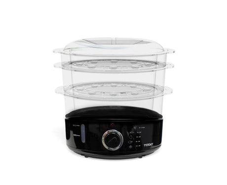 TODO 9L Steam Cooker Steamer 3 Tray 800W Power Dial Timer Healthy Stackable